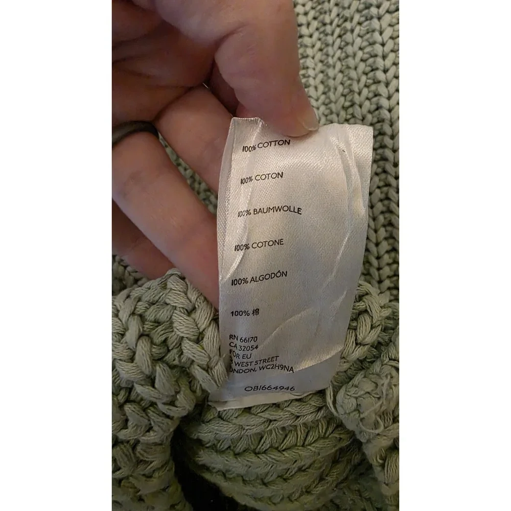 Free People Take Me Home Chunky Knit Cotton Sweater Womens Sz S Sage Green Boho